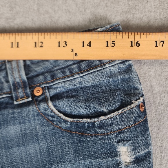 American Eagle Outfitters Boy Fit Jeans Womens 8 (30x29) Blue Distressed Denim - Picture 6 of 16